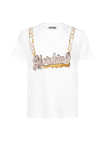 Shop Moschino Logo-print Cotton T-shirt In Fantasy Print White