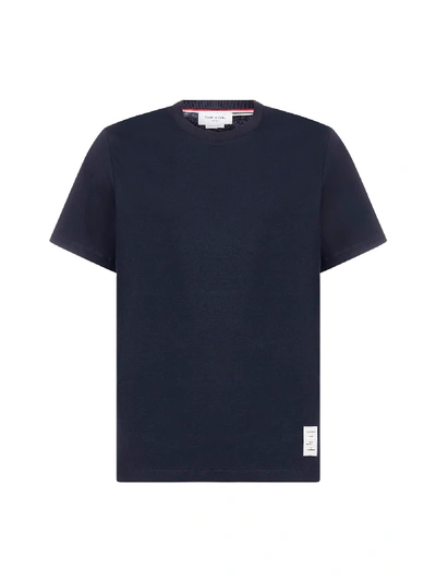 Shop Thom Browne Side Splits Cotton T-shirt In Navy