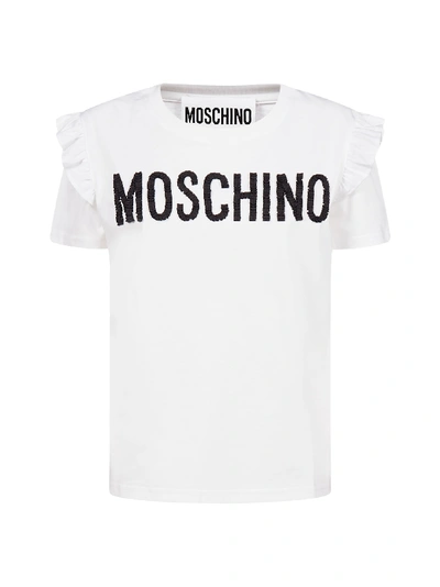 Shop Moschino Logo Cotton T-shirt In Fantasy Print White