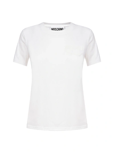 Shop Moschino Logo Cotton T-shirt In Fantasy Print White