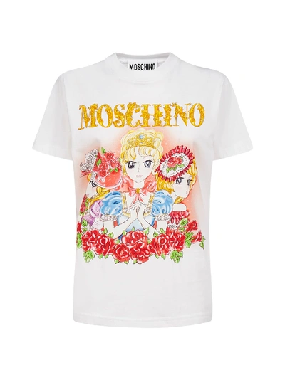 Shop Moschino Oversized Print Cotton T-shirt In Fantasy Print White