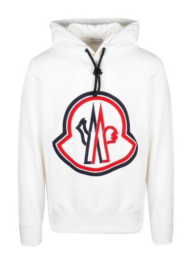 Shop Moncler Logo Hoodie In White