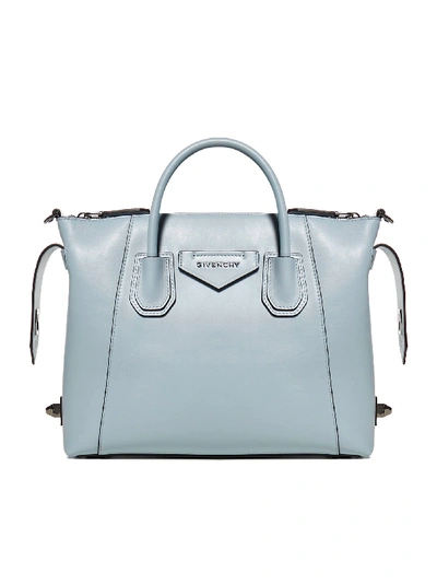 Shop Givenchy Antigona Soft Small Leather Tote Bag In Ice Blue