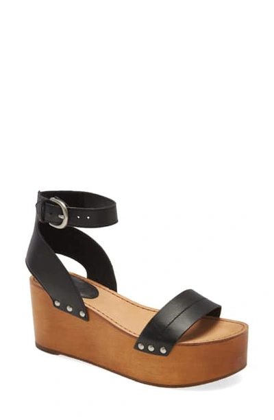 Shop Frye Alva Platform Sandal In Black Leather