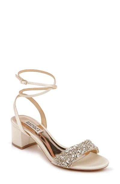 Shop Badgley Mischka Jada Embellished Sandal In Ivory Satin