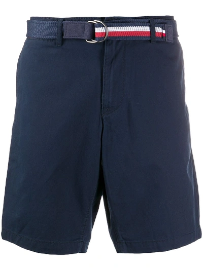 Shop Tommy Hilfiger Brooklyn Belted Cotton Shorts In Blue