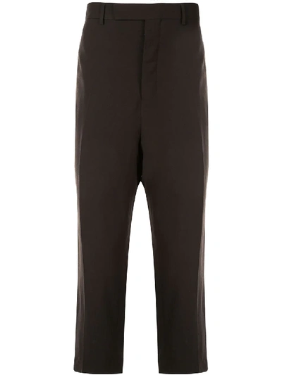 Shop Rick Owens High-waisted Cropped Trousers In Brown