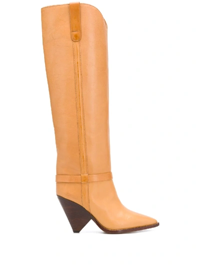Shop Isabel Marant Lenskee Leather Boots In Orange