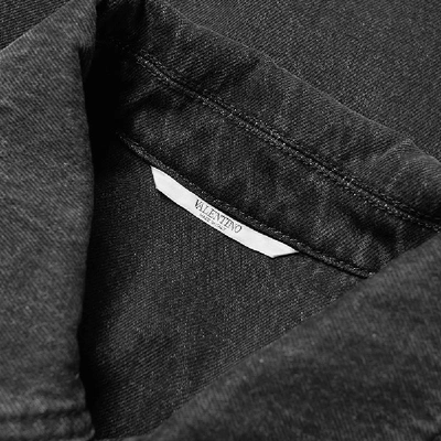 Shop Valentino Large V Logo Denim Jacket In Black