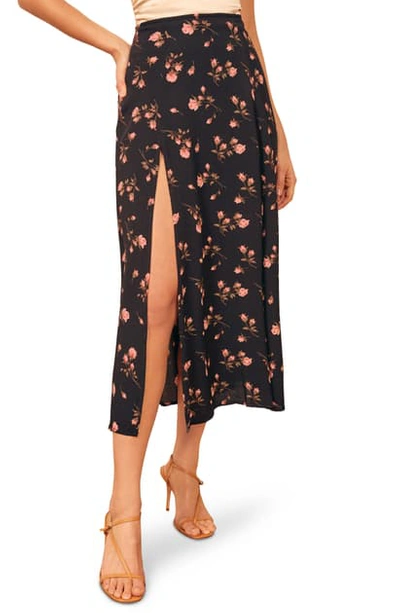 Shop Reformation Zoe Side Slit Midi Skirt In Romy