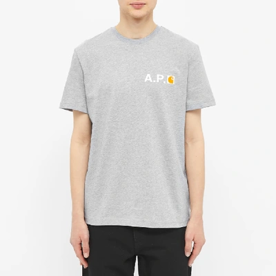 Shop Apc A.p.c. X Carhartt Wip Fire Logo Tee In Grey