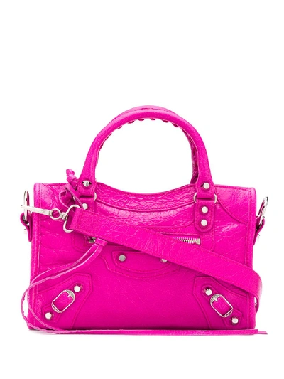 Shop Balenciaga Mini City Leather Bag In Violet