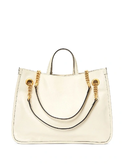 Shop Gucci Horsebit Leather Shopping Bag In White