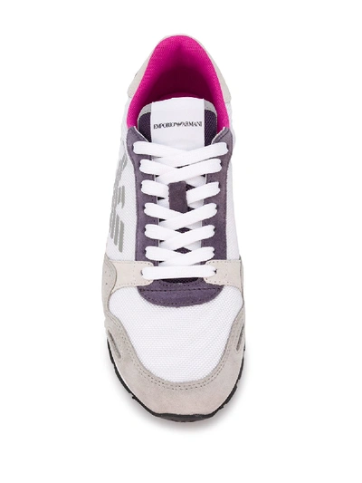 Shop Emporio Armani Leather Sneakers In Grey