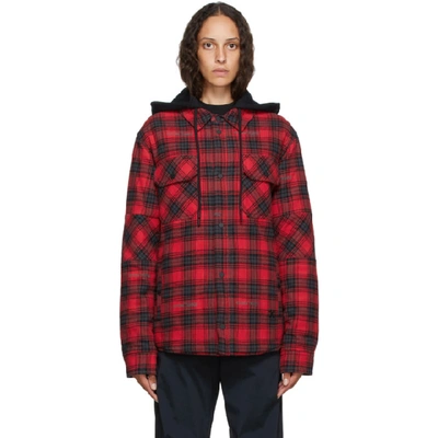 OFF-WHITE OFF-WHITE RED AND BLACK FLANNEL HOODIE JACKET 