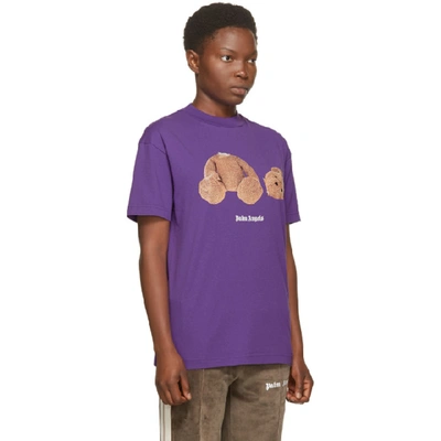 Shop Palm Angels Purple Bear T-shirt In Purple/brow