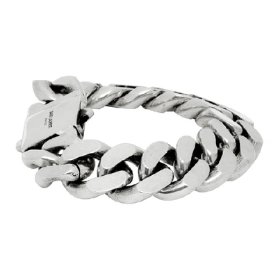 Shop Saint Laurent Silver Curb Chain Bracelet In 8142 Silver