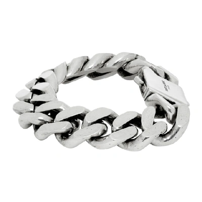 Shop Saint Laurent Silver Curb Chain Bracelet In 8142 Silver