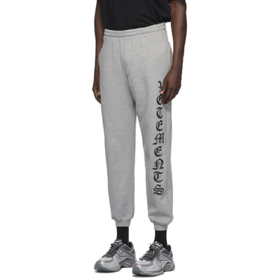 Shop Vetements Grey Gothic Logo Lounge Pants