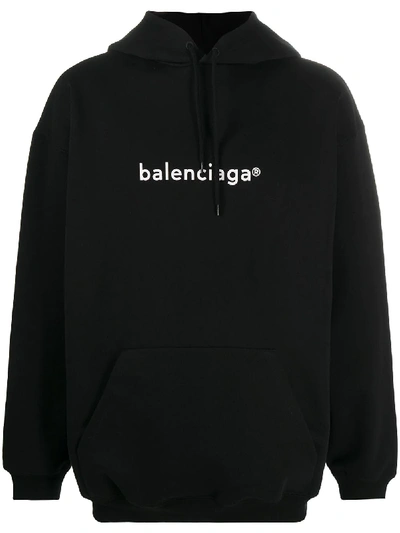 Balenciaga Copyright Logo-print Cotton Hooded Sweatshirt In Black | ModeSens
