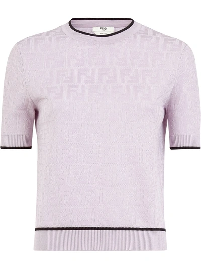 Shop Fendi Ff Pattern Knitted Top In Pink