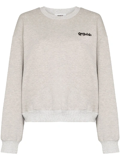 Shop Danielle Guizio Floral-logo Embroidered Sweatshirt In Grey