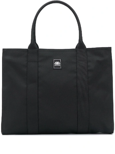 Shop Balenciaga East-west Tote Bag In Black