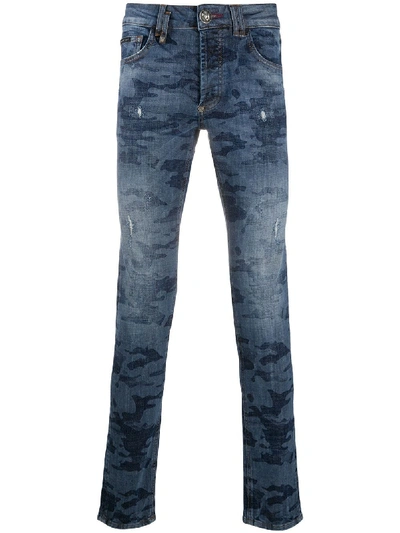 Shop Philipp Plein Istitutional Super Straight Jeans In Blue