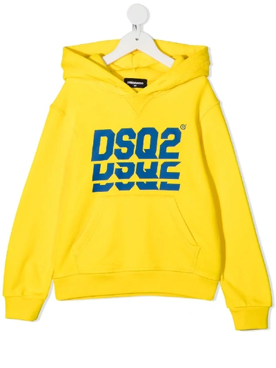 Shop Dsquared2 Yellow Cotton Hoodie