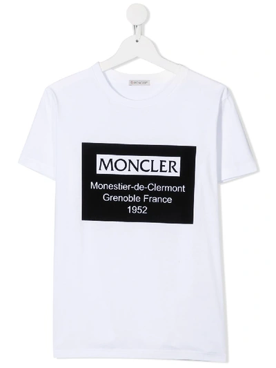Shop Moncler Teen Logo Patch T-shirt In White