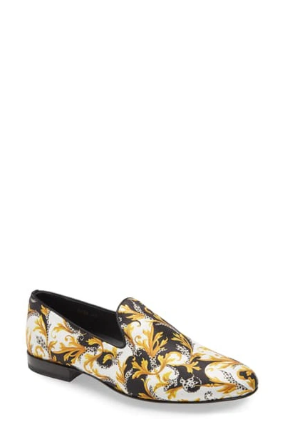 Shop Versace Barocco Venetian Loafer In White/ Black/ Gold