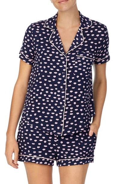 Shop Kate Spade Print Short Pajamas In Mini Pucker Up Navy