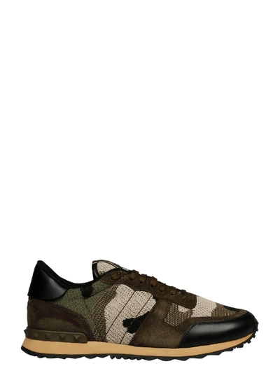 Shop Valentino Garavani Rockrunner Camouflage Sneakers In Green