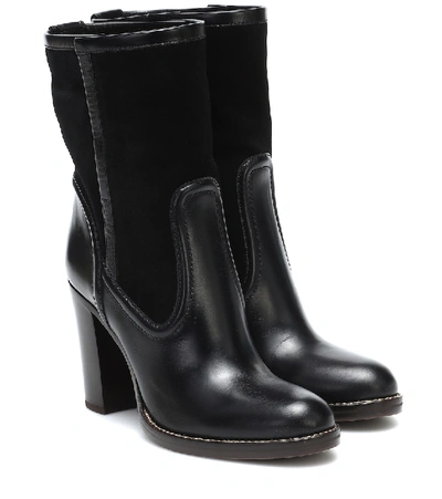 Shop Chloé Leather And Suede Ankle Boots In Black