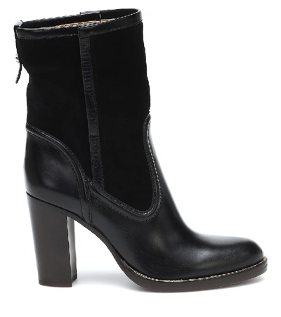 Shop Chloé Leather And Suede Ankle Boots In Black
