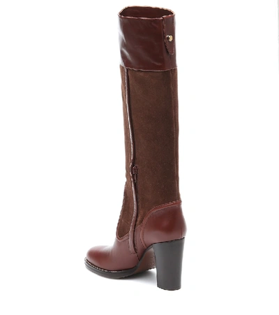 Shop Chloé Leather And Suede Knee-high Boots In Brown