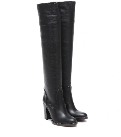 Shop Chloé Leather Over-the-knee Boots In Black