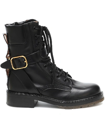 Shop Chloé Leather Combat Boots In Black