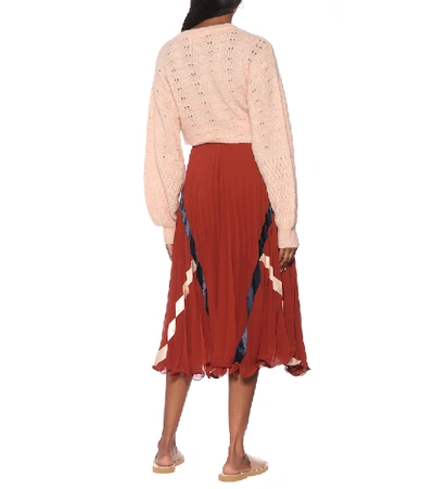 Shop See By Chloé High-rise Georgette Midi Skirt In Brown
