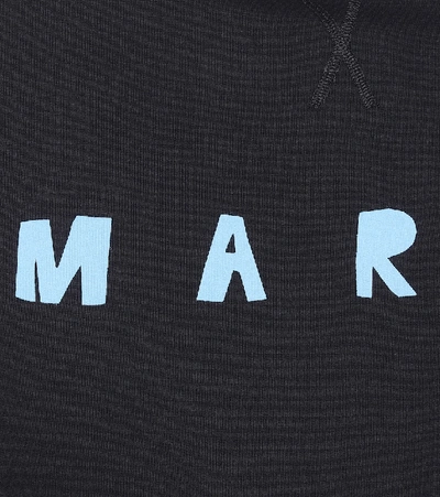 Shop Marni Logo Cotton Sweatshirt Dress In Blue