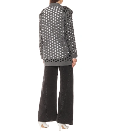 Shop Maison Margiela Perforated Wool-blend Blazer In Grey