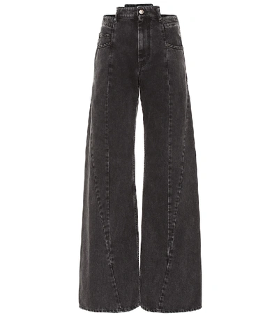 Shop Maison Margiela Cutout High-rise Wide-leg Jeans In Black