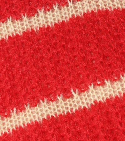Shop Plan C Striped Mohair-blend Sweater In Red
