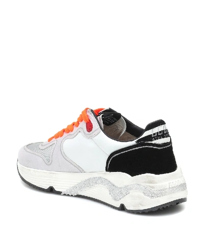 Shop Golden Goose Running Sole Leather And Mesh Sneakers In Multicoloured