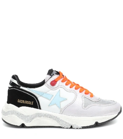 Shop Golden Goose Running Sole Leather And Mesh Sneakers In Multicoloured
