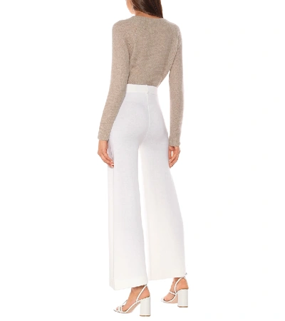 Shop Max Mara Leisure Renna Wide-leg Wool Pants In White