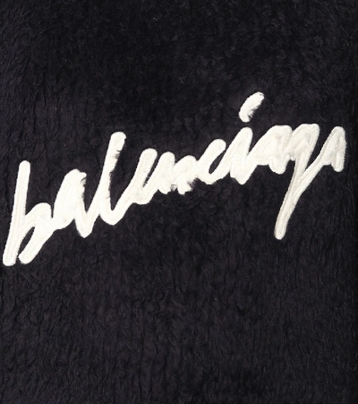 Shop Balenciaga Cotton Velour Turtleneck Sweater In Blue