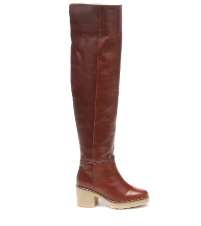 Shop Dorothee Schumacher Sporty Elegance Over-the-knee Leather Boots In Brown