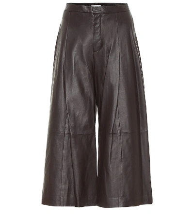 Shop Vince Leather Culottes In Brown