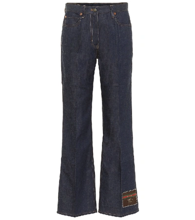 Shop Gucci High-rise Wide-leg Jeans In Blue